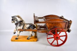 A scratch built wooden model of a horse and cart 'Templetons'.