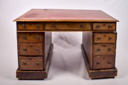 A 19th century mahogany twin pedestal desk.