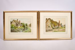 Tom Clough (British, 1867-1943), two watercolour landscapes of cottages.