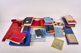 A collection of Freemasonry Masonic items.