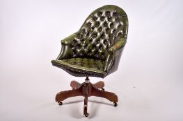 A contemporary swivel office chair.