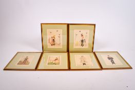 A set of six signed prints of figures.