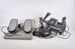 An assortment of flight simulation accessories.