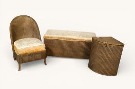Three pieces of vintage Lloyd Loom Lusty furniture.