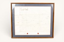 A hand written deed of local interest (New Street, Wells, etc.).