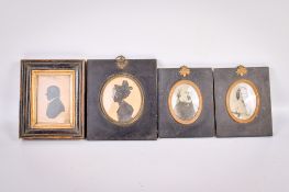 Two Georgian silhouettes and a pair of Victorian photographs. All framed and glazed.