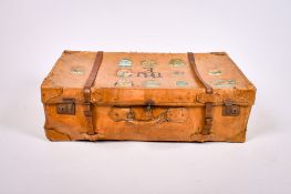 A vintage leather suitcase.