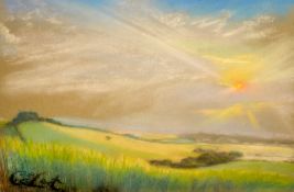 Caroline Cunningham (20th Century), pastel on paper, landscape.