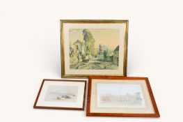 Three assorted prints including an Egyptian scene and landscape.