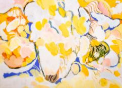 Anthony E. Skuse (1944-2024), oil on paper, abstract scene.