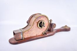 A George III style brass and copper mechanical fire bellows.