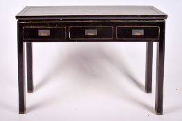 A 20th century traditional Chinese style ebonized console table.