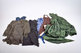 An assortment of vintage and later clothes.