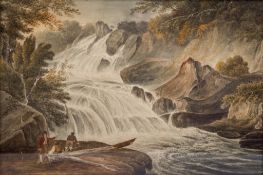 T. Eldrige (19th century) watercolour, 'Rhaiadr y Wennol nr Capel Curig'.