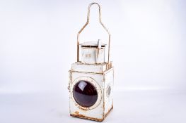 Railwayana - British Railways (BR) standard tail lamp. Having red glass lens and burner inside.