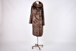 A circa 1960 Jontique faux fur coat and a mink scarf.