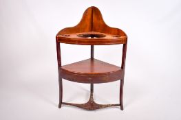 A Georgian mahogany corner washstand.