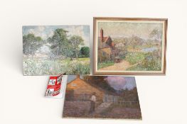 George Harrison (1876-1950), three oils on canvas and a book about the artist.