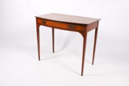 A 19th century mahogany crossbanded and stringing bow fronted side or console table.