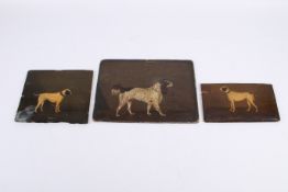 Three late 19th/early 20th century portrait paintings of dogs.