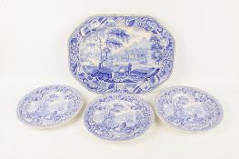 A 19th century Cheetham and Robinson meat platter and three dining plates. Circa.