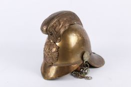 An Edwardian brass Merryweather fireman's helmet.