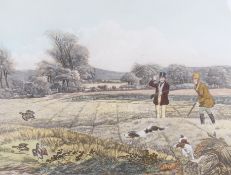 Charles I Hunt after F C Turner, hand coloured aquatint, 'September: Partridge Shooting'.