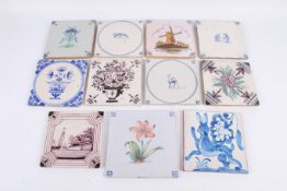 A collection of Delft ceramic tiles.
