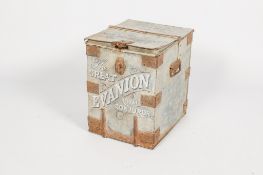 A tinplate strong box.