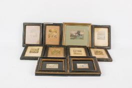 A collection of 19th century small prints and paintings.