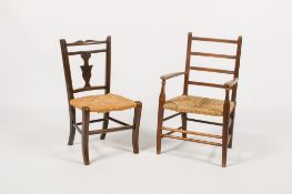 Two vintage children's chairs.