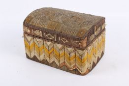 A 'Micmac' Native American straw or quill work box and cover.