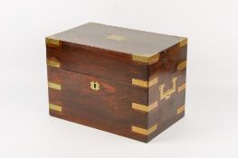 A large 19th century rosewood campaign style tea caddy.