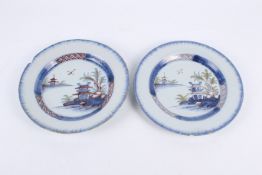 Two 18th century English Delft plates.