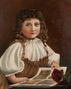 A 20th century naive portrait of a young girl, oil on canvas board.