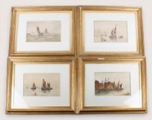 Thomas Mortimer (active 1880-1920), four late 19th century watercolours of water scenes.