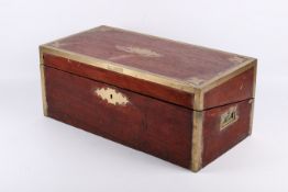 A Victorian mahogany and brass bound campaign writing slope.