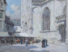 Terrick John Williams (1860-1936), watercolour, courtyard scene.
