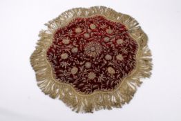 An Ottoman Turkish style velvet sini cover.