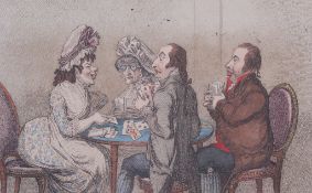 James Gillray (1786-1815) hand coloured etching 'Two Penny Whist'.