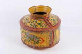 A vintage metal pot.