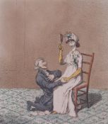 James Gillray (1786-1815), hand coloured etching, 'Oh! Listen to the Voice of Love'. 21.
