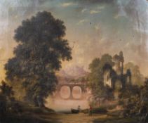 A 19th century oil on canvas of a romantic rural landscape.