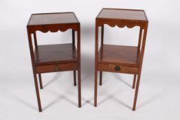 A near pair of mahogany bedside tables.