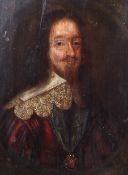 After Anthony van Dyck (1599-1641), oil on board, portrait of Charles I.