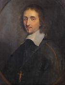 After Philippe de Champaigne (1602-1674), oil on board, portrait of a clergyman.