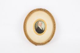 A Georgian watercolour on ivory oval portrait miniature of a gentleman.