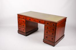 A Victorian mahogany twin pedestal desk.