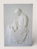 Alexandre Charpentier (French, 1856-1909), plaster-bas relief plaquette 'The Nursing Mother'.