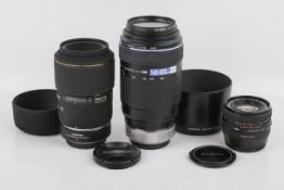 Three Olympus Mirrorless MFT Adapted Lenses. To include an Olympus Digital 70-300mm f4-5.